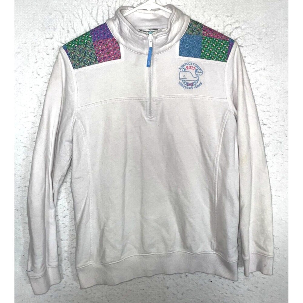 Vineyard Vines 143rd Kentucky Derby 1/4 Zip 2017 Sweatshirt Womens Sz M White